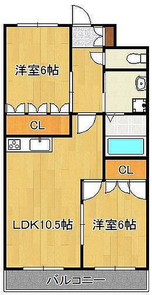 グランドシャトーI ｜福岡県直方市大字上新入(賃貸アパート2LDK・2階・51.30㎡)の写真 その2