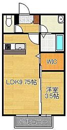ミモザコート 1LDKの間取図画像