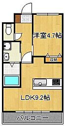 グランディール中間 1LDKの間取図画像