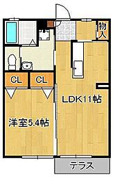 シャーメゾンYuu 1LDKの間取図画像