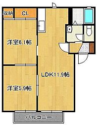 プレミールT 2LDKの間取図画像