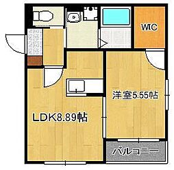 直方市神正町アパート 1LDKの間取図画像