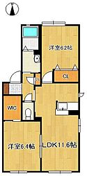 メゾン・グレースB 2LDKの間取図画像