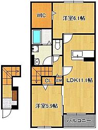 ティーダ水巻B 2LDKの間取図画像