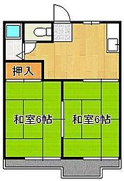 タウニィ大久保A 2DKの間取図画像