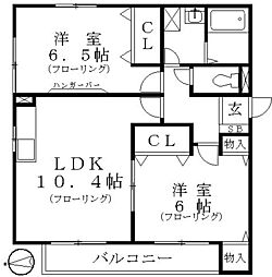 ラ　スタジオーネ都立家政　Ｃ棟 1階2LDKの間取り
