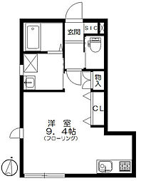 メゾン　ブランドール 1階ワンルームの間取り