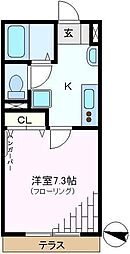ベルメゾン鷺宮 1Kの間取図画像
