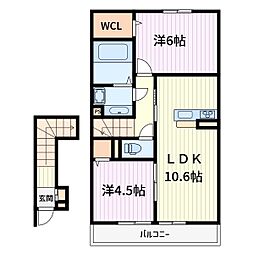 prendre sophia 2階2LDKの間取り
