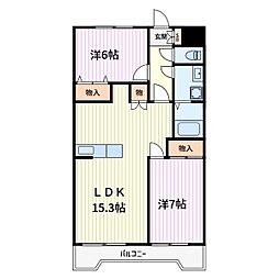 メゾンドワールド2 2LDKの間取図画像