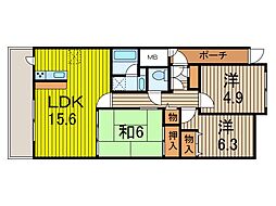 フォレストコート 3LDKの間取図画像
