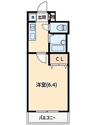風香535 1Kの間取図画像