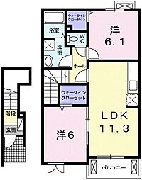 ルーブル 2LDKの間取図画像