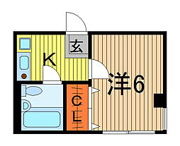 ブロッサム 1Kの間取図画像