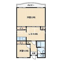 ハイムアズマ 2LDKの間取図画像