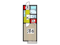カトルセゾン 1Kの間取図画像