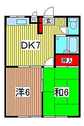 エステートピア上青木 2DKの間取図画像