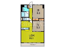 ロイヤルメドゥ北戸田 2LDKの間取図画像