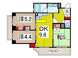 ベリテージ川口並木 3DKの間取図画像