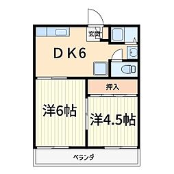 松田コーポ 2DKの間取図画像