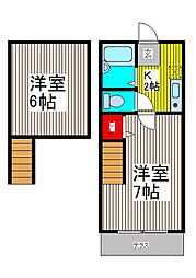 サンプラトー 1Kの間取図画像