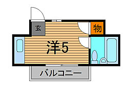 大内第2コープ ワンルームの間取図画像