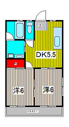 ミヨシハイム 2DKの間取図画像