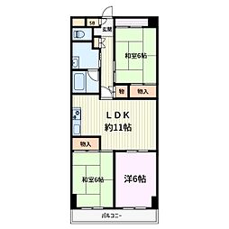 芝園ハイツ2号棟 3LDKの間取図画像