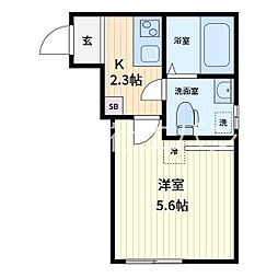 蕨市中央6丁目アパート 1Kの間取図画像