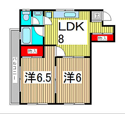 木本マンション 2LDKの間取図画像
