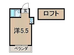 サンわらびハイム ワンルームの間取図画像