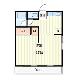 清宮荘 ワンルームの間取図画像