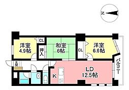 グレイス梅坪 3LDKの間取図画像