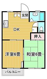 ドミール 2DKの間取図画像