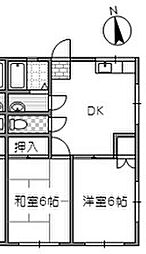 グリーンヒルB 2DKの間取図画像