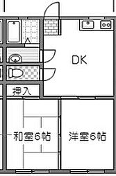 ホープハイツA 2DKの間取図画像
