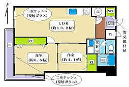 ロアジール難波 2LDKの間取図画像