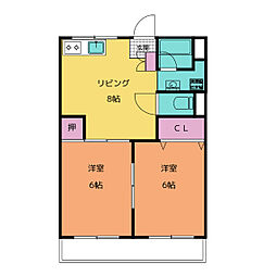 シャトー桐野 2LDKの間取図画像