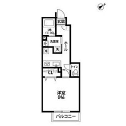 セレニティコートI 1階1Kの間取り