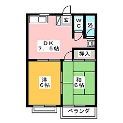 本熊荘1 2DKの間取図画像