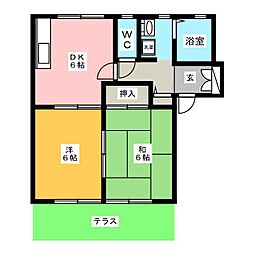 ドエル・クレイン 2DKの間取図画像