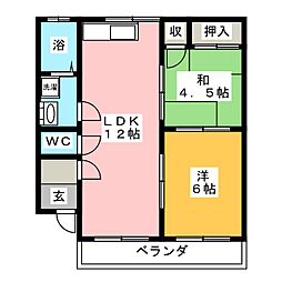 キャッスル大倉 2LDKの間取図画像