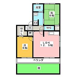 アベニール王塚 2LDKの間取図画像