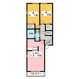 フォンターナ107 2LDKの間取図画像