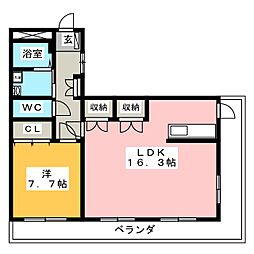 モンルポ瑞穂 1LDKの間取図画像
