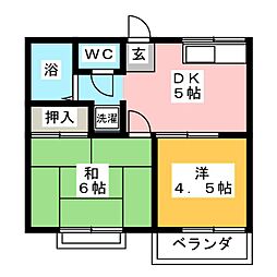 シャンポール光 2DKの間取図画像