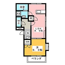 ピースフルードロール 1LDKの間取図画像
