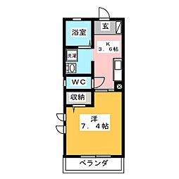 エクラージュ江南 1Kの間取図画像