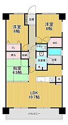 エンゼルフィールズ枚方公園 3LDKの間取図画像