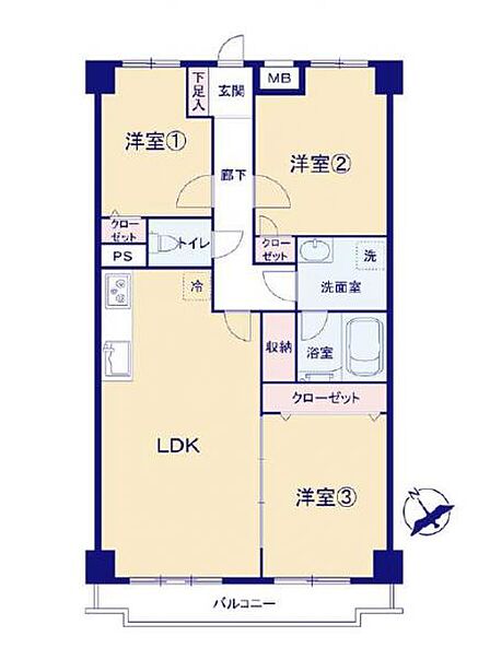 リビングには洋室が併設されており、繋げて使うこともできます。